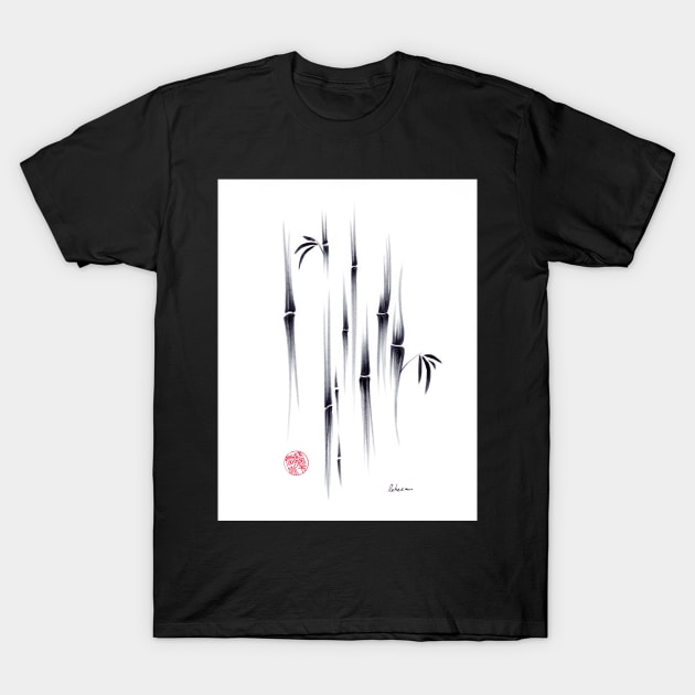 Dreamland - sumie ink brush zen bamboo painting by Rebecca Rees T-Shirt by tranquilwaters